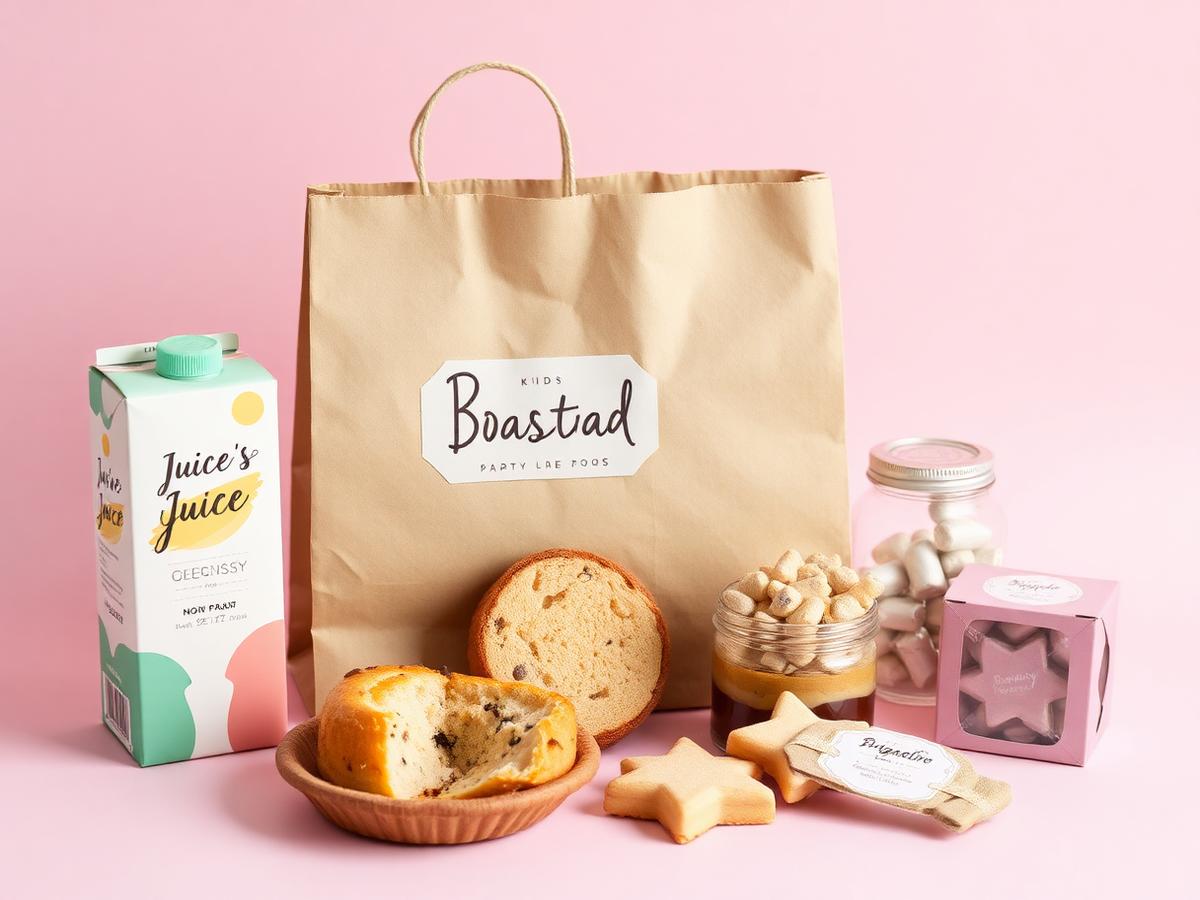 Kit festa na escola com sacola kraft, suco, salgados e docinhos