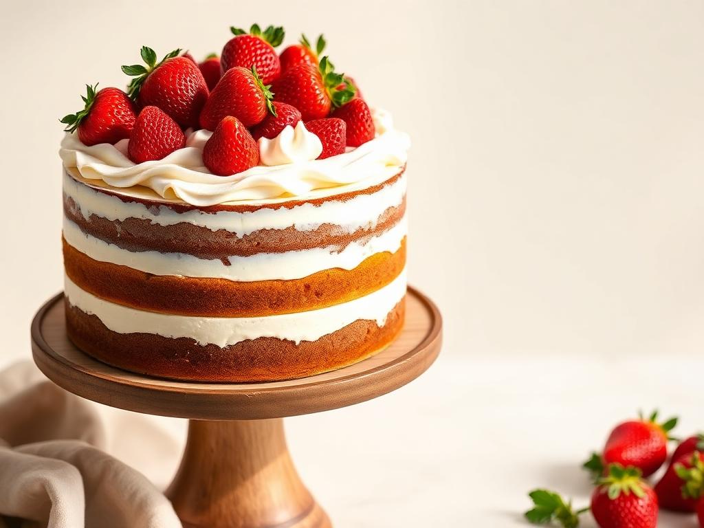 Naked cake de morango com creme de baunilha