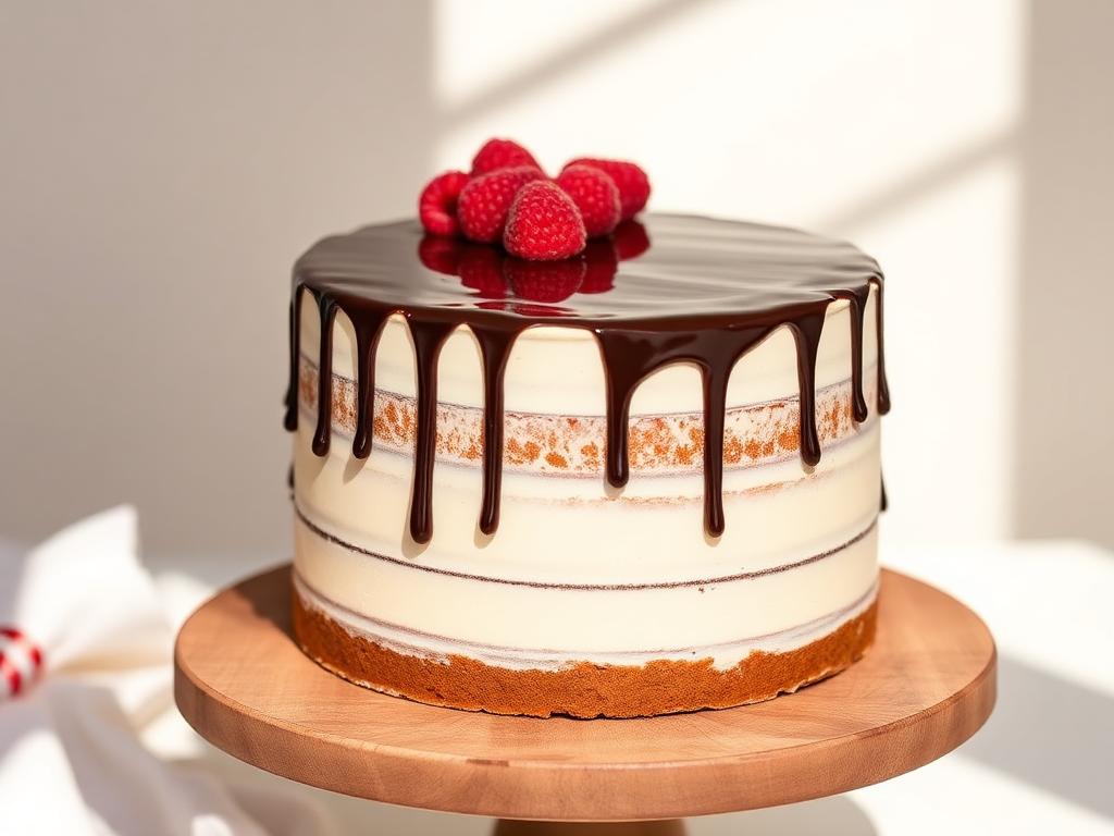 Naked cake de chocolate com framboesas