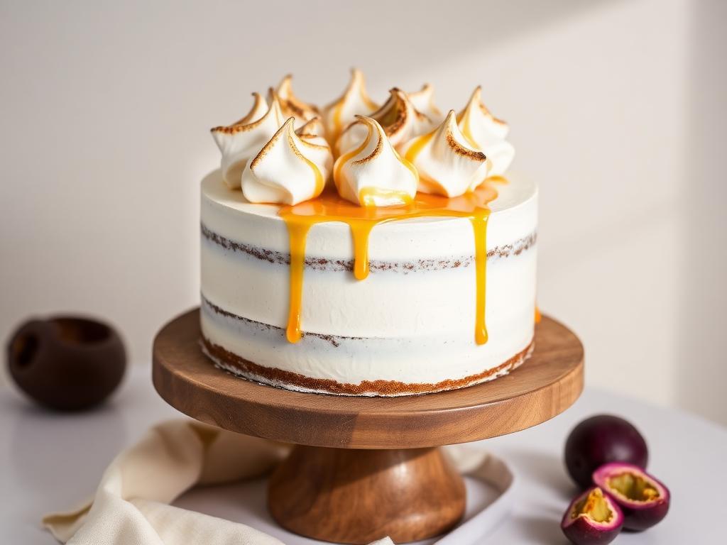 Naked cake de maracujá com merengue tostado